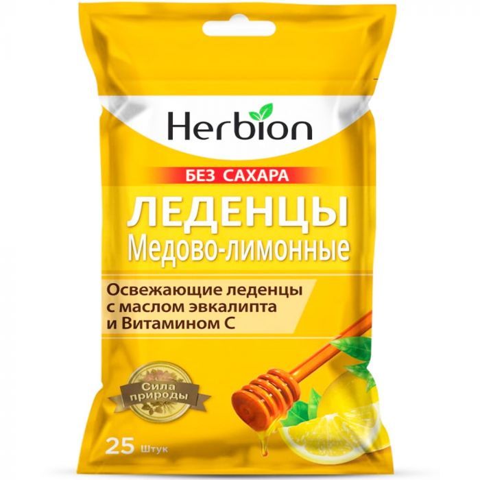 Хербіон льодяники зі смаком меду та лимону без цукру №25 в аптеці