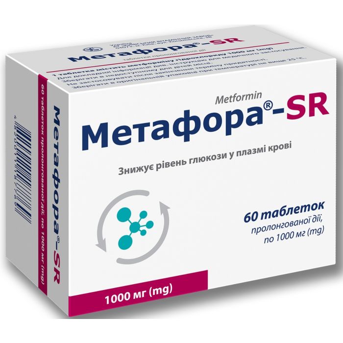 Метафора-SR 1000 мг таблетки №60 купити