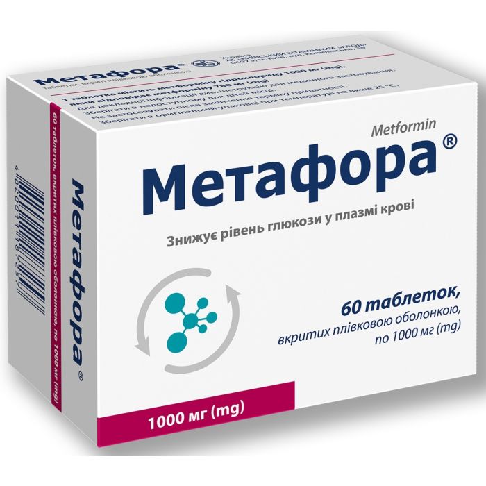 Метафора 1000 мг таблетки №60 ціна