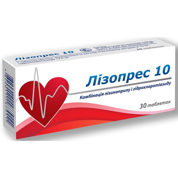 Лізопрес 10 мг таблетки №30 ADD