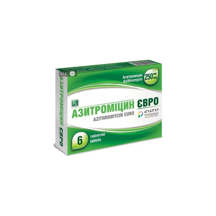 Азитроміцин Євро 250 мг таблетки №6 купити