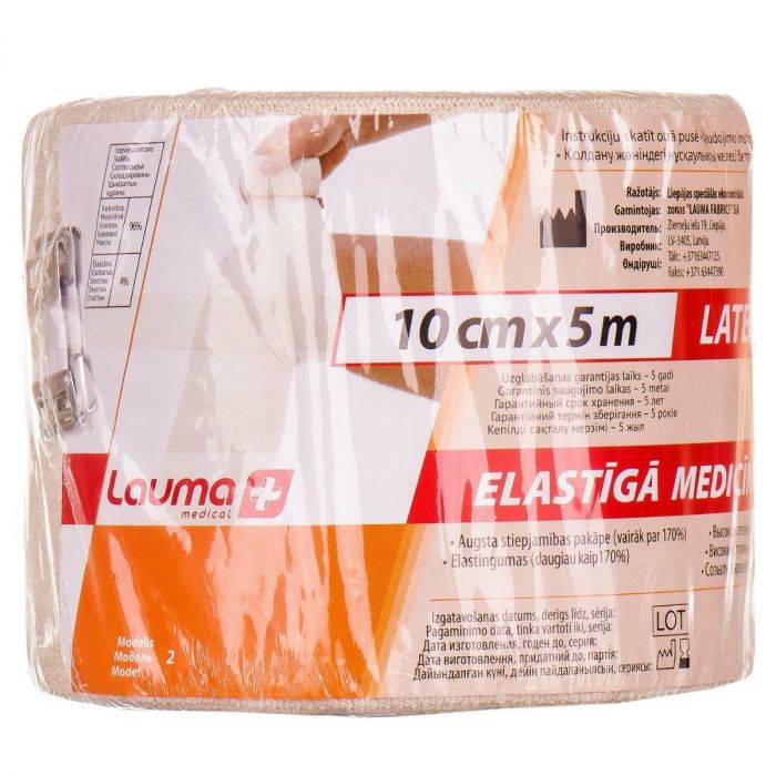 Бинт Lauma эластичный медицинский Latex Free высокой растяжимости модель 2 10 см х 5,0 м в интернет-аптеке