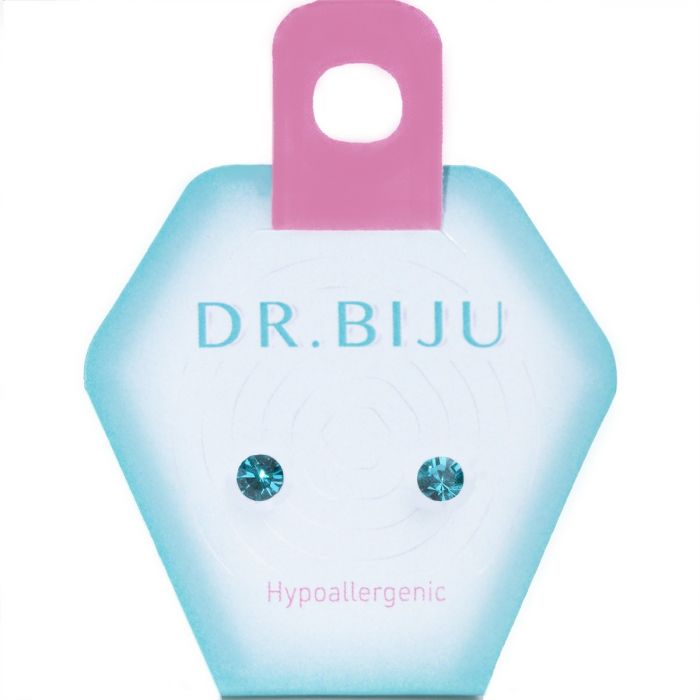 Сережки-голки Dr.Biju Сіріус 4.0 мм Голубий цирконій, дитячі, 1 пара ціна