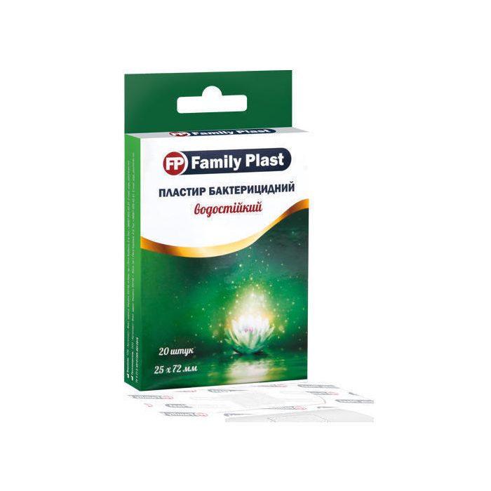 Пластир Family Plast бактерицидний на полімерній основі водостійкий 25*72 мм №20 купити