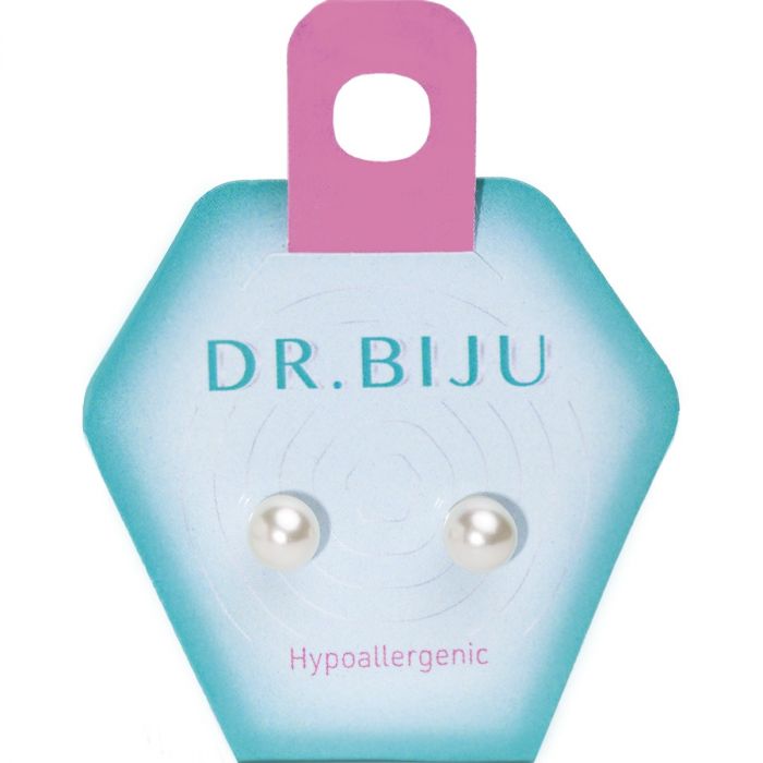 Сережки-голки Dr.Biju Перлина 6,0 мм Біла, дитячі, 1 пара фото