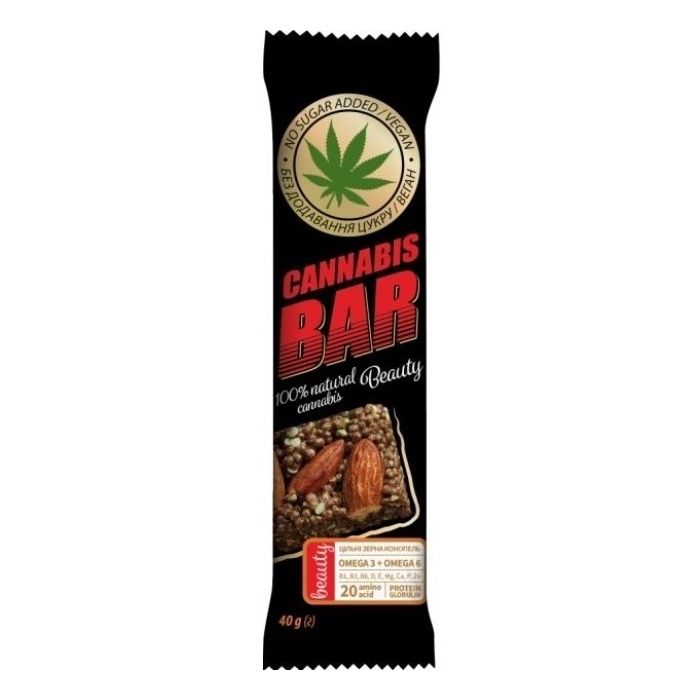 Батончик-Мюслі Cannabis Bar з мигдалем + насіння канабісу 40 г в інтернет-аптеці