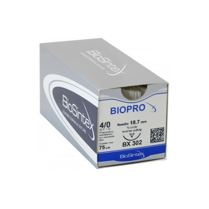 Шовний матеріал Біопро USP 4-0 (3/8 кола) ріжуча голка 18,7 мм 75 см BX302 фото