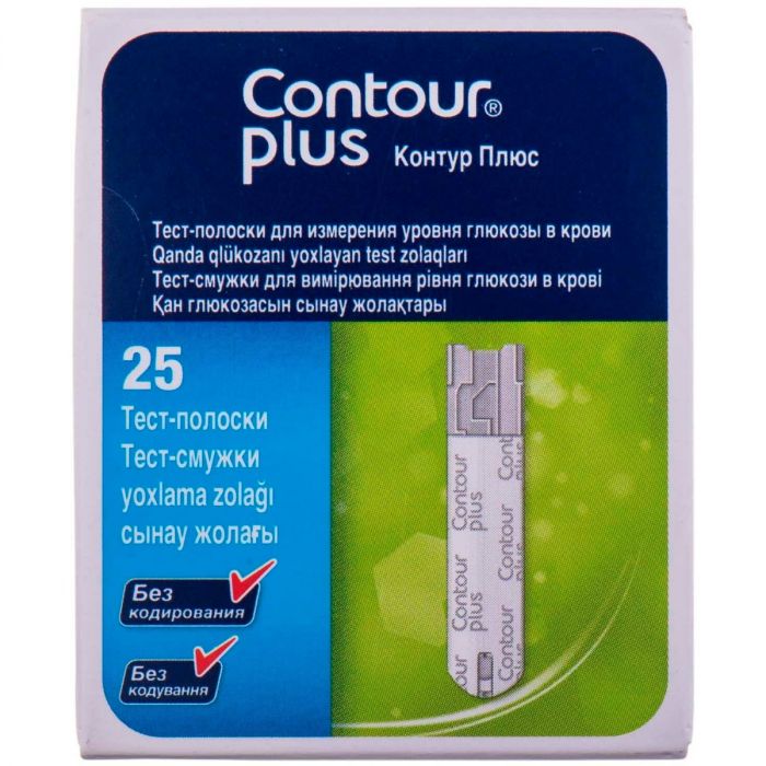 Тест-смужки Bayer Contour plus для глюкометра, 25 шт. замовити