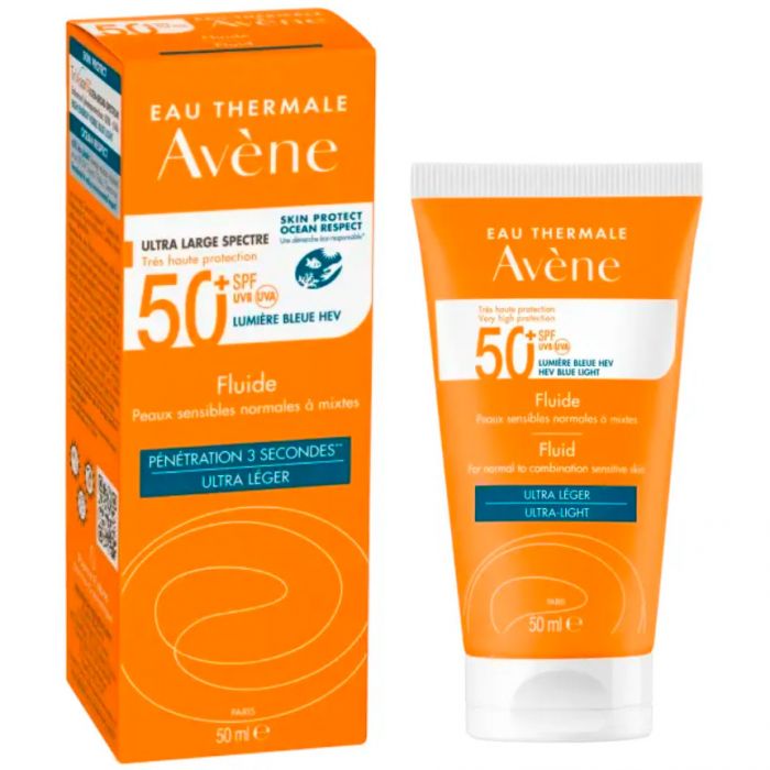 Флюїд Avene сонцезахисний для нормальної та комбінованої шкіри обличчя SPF 50+, 50 мл в аптеці