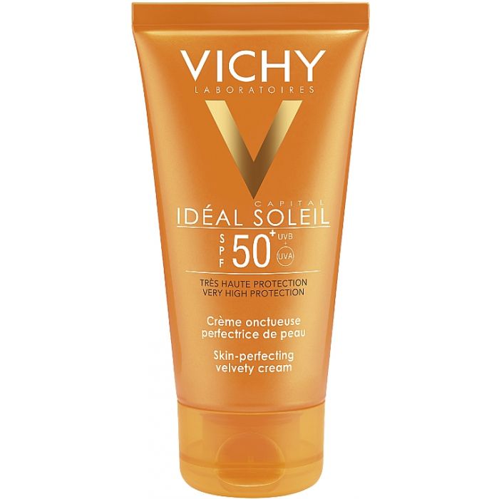 Крем Vichy Capital Soleil Сонцезахисний потрійної дії для нормальної і сухої шкіри обличчя SPF50 50 мл + Вода Vichy термальна в подарунок 50 мл ADD