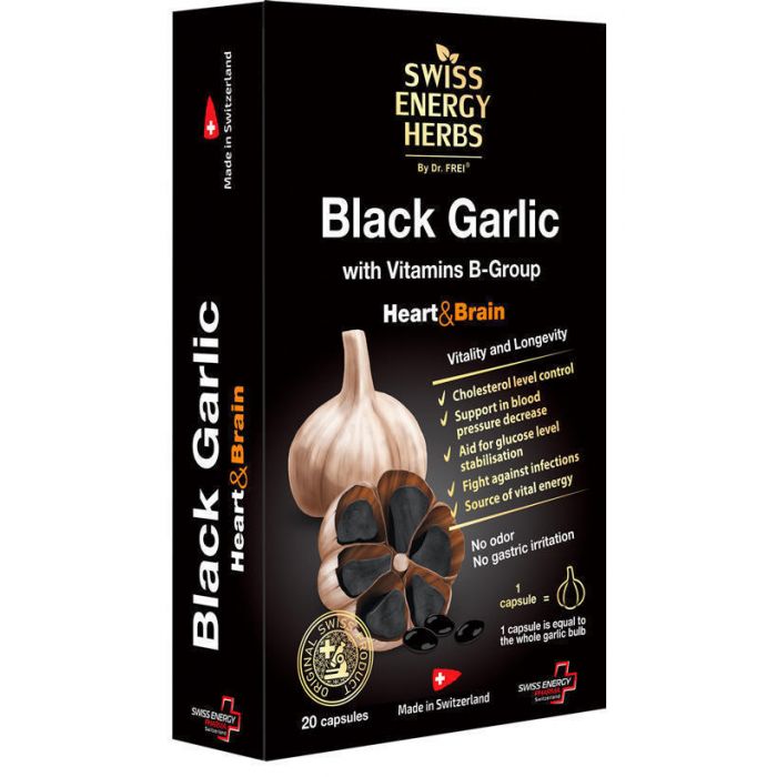 Дієтична добавка Swiss Energy Black Garlic в капсулах №20  купити