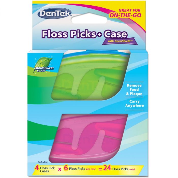 Набір DenTek: флос-зубочистки, 24 шт. + дорожній футляр, 4 шт. ціна