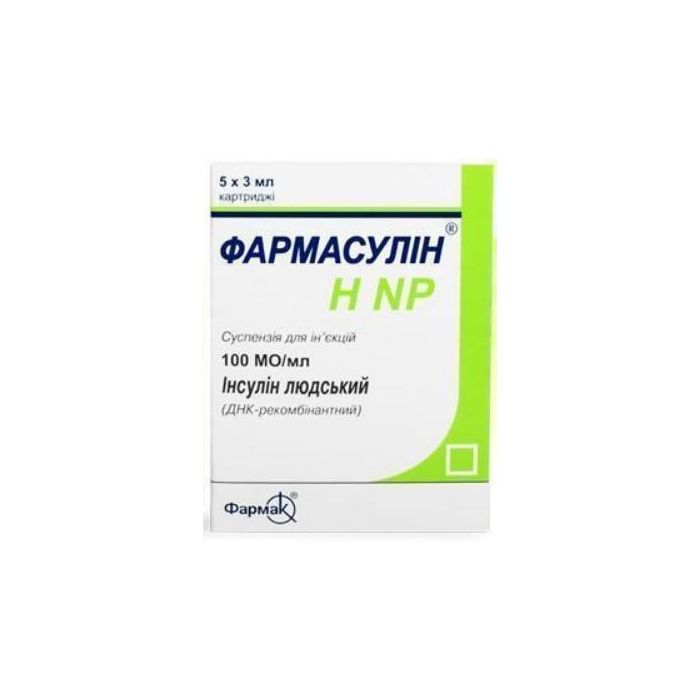 Фармасулин НNP суспензія для ін'єкцій 100 МЕ/мл 3 мл картридж №5 недорого