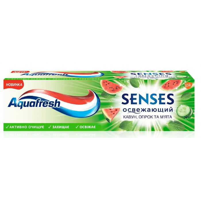 Зубна паста Aquafresh Senses (огірок, кавун, м'ята) 75 мл ціна