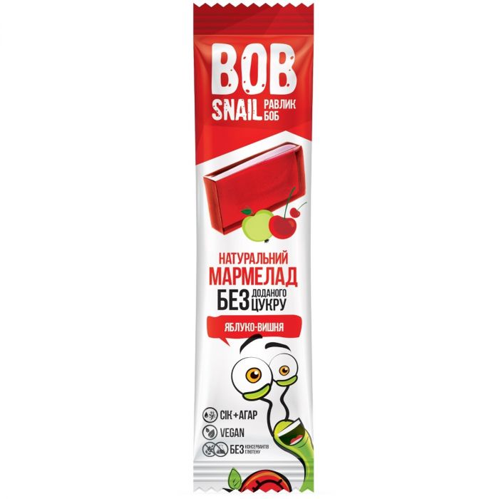 Натуральний мармелад Bob Snail (Равлик Боб) яблуко-вишня 38 г ціна