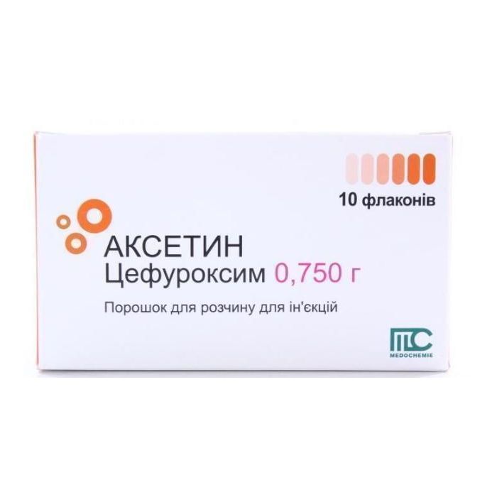Аксетин 750 мг порошок для розчину для ін’єкцій флакон №10 в інтернет-аптеці