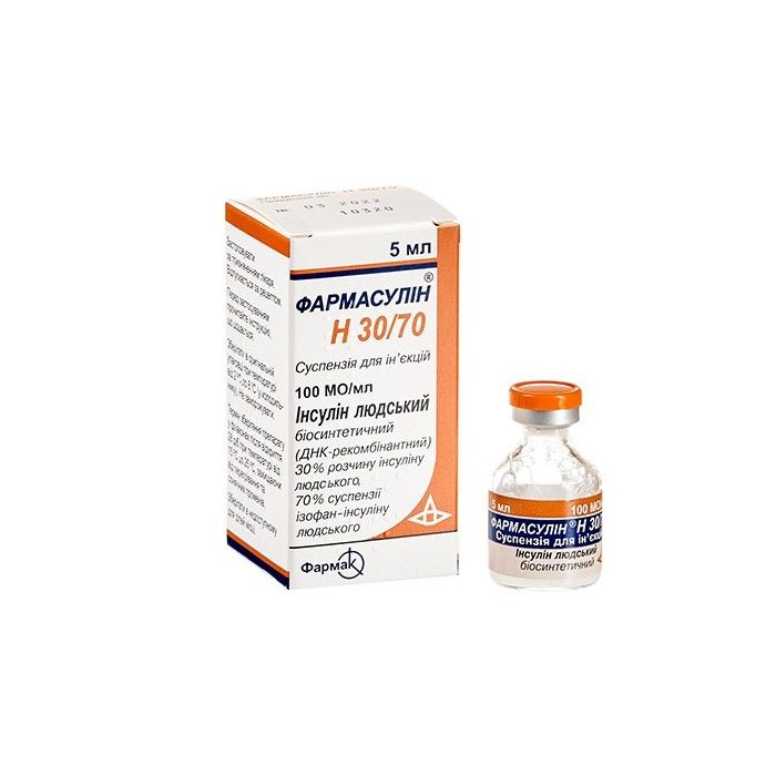 Фармасулін H 30/70 100 МЕ/мл суспензія флакон 5 мл в інтернет-аптеці