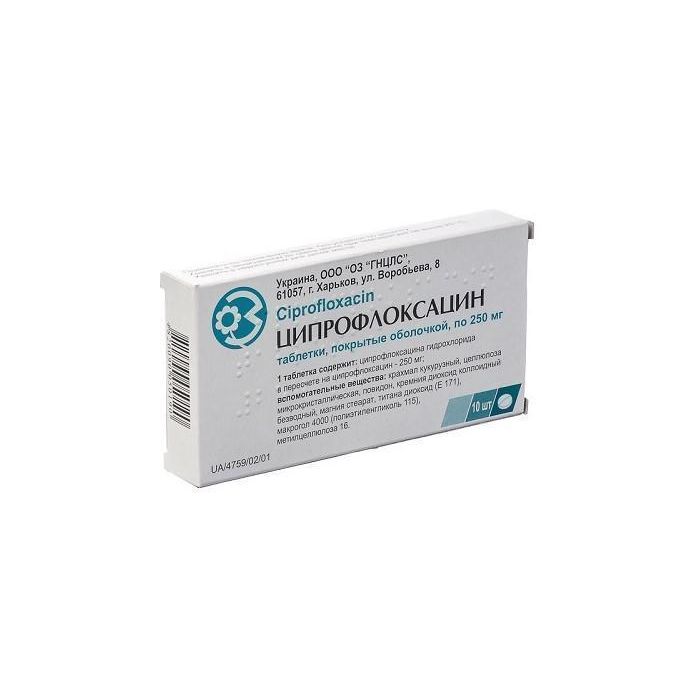 Ципрофлоксацин 250 мг таблетки №10 заказать
