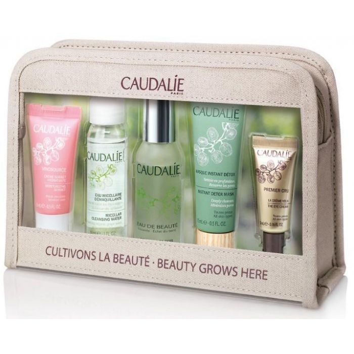 Набір Caudalie French Beauty Secret Set 2018 (Вода для краси 30 мл + Вода для демакіяжу 50 мл + Маска Детокс 15 мл + Крем-сорбет зволожуючий 10 мл + крем для очей 5 мл) фото