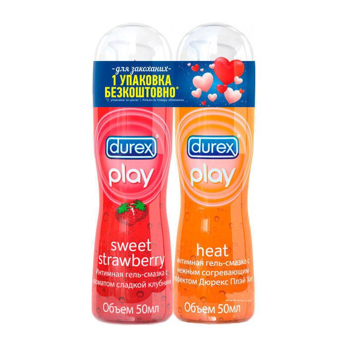 Гель-змазка Durex Play Heat 50 мл + Durex Play Sweet Strawberry 50 мл (1 упаковка безкоштовно) в інтернет-аптеці