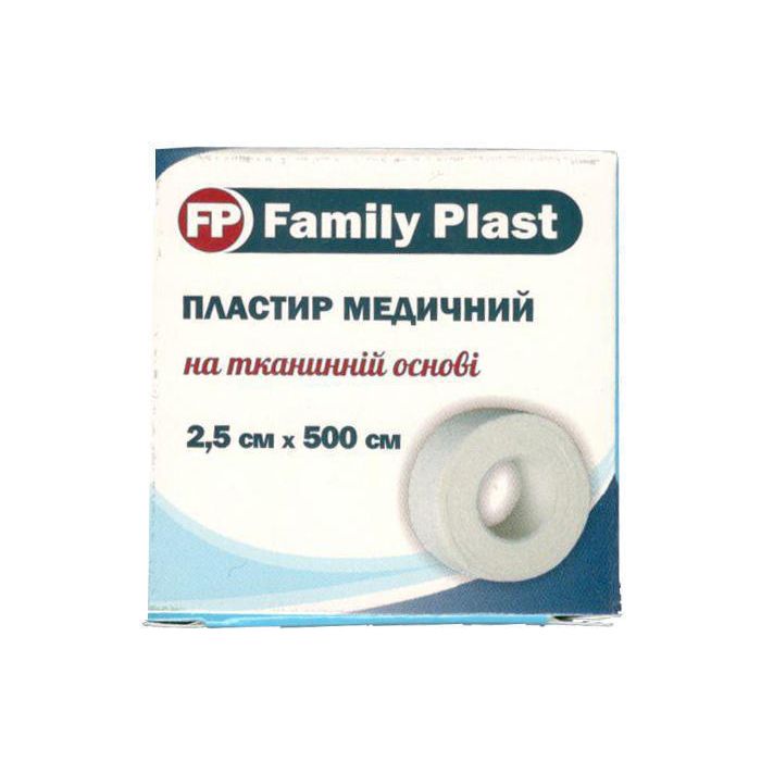 Пластырь Family Plast медицинский на тканевой основе 2,5 см х 500 см цена