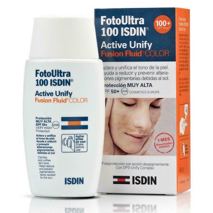 Флюїд тональний ISDIN Active Unify Color вирівнює тон шкіри запобігає пігментації SPF50, 50 мл в аптеці