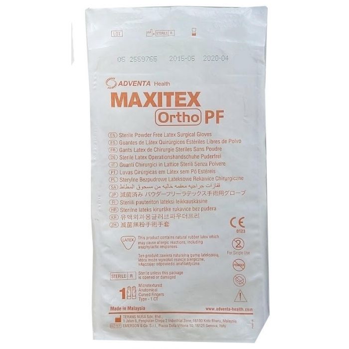 Рукавички Maxitex Ortho PF латексні хірургічні стерильні, неопудрені (р.7) замовити