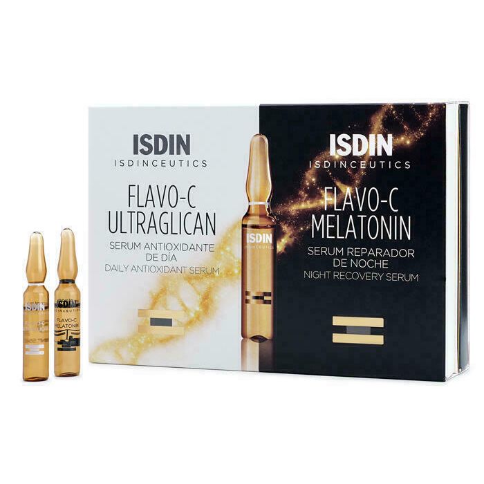 Набір ISDIN (Сироватка ISDIN Flavo-C Ultraglican денна 10*2 мл + Сироватка ISDIN Flavo-C Melatonin нічна 10*2 мл) купити