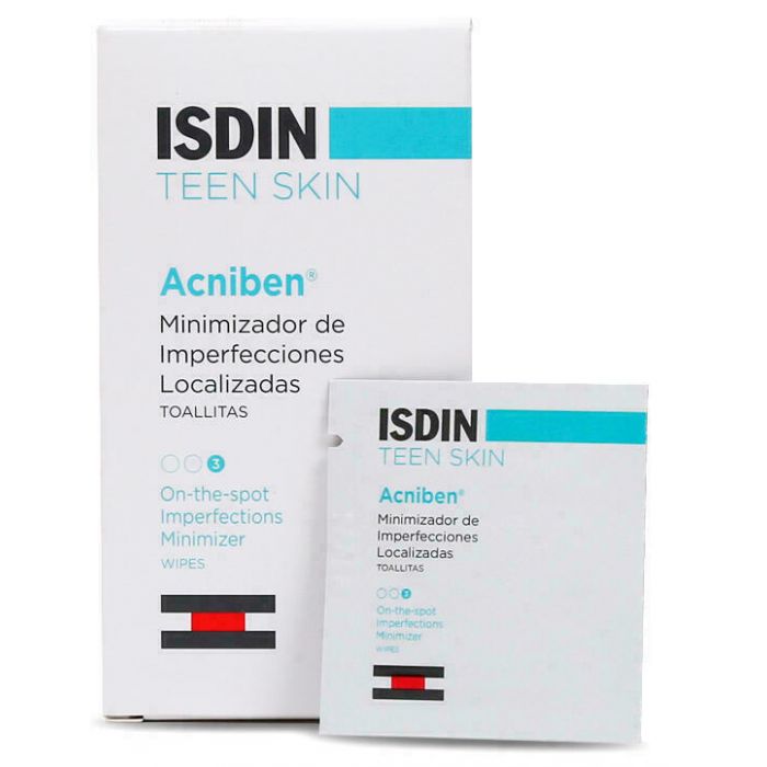 Серветки вологі ISDIN Teen Skin Acniben для проблемної шкіри очищуючі пори 30 шт фото