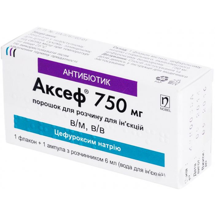 Аксеф 750 мг порошок для ін'єкцій №1 недорого