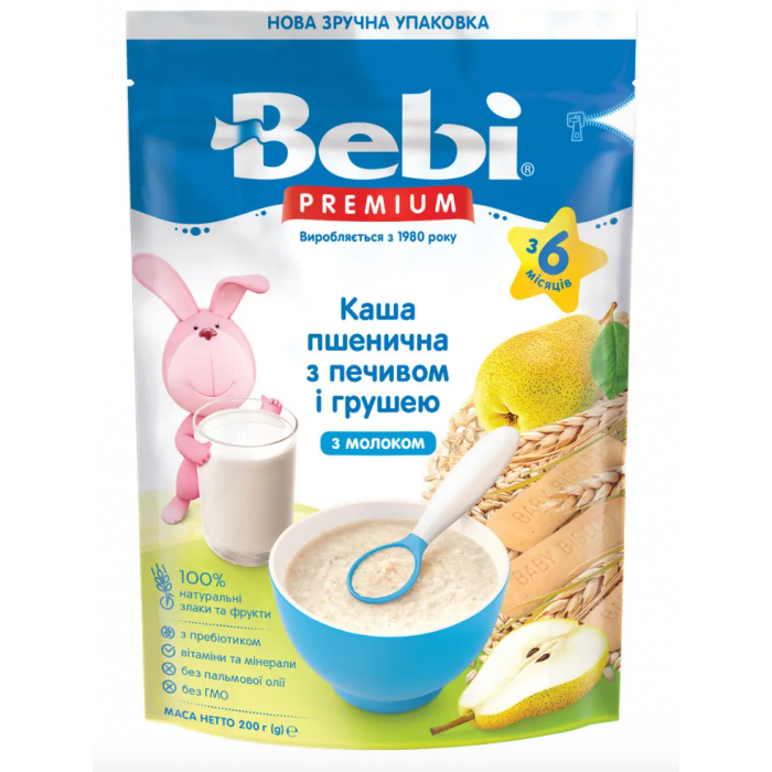 Каша Kolinska Bebi Premium молочна пшенична печиво груша 200 г в аптеці