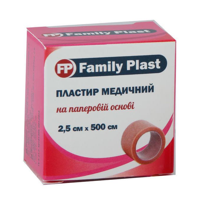 Пластир Family Plast медичний на паперовій основі тілесного кольору 2,5 см*500 см недорого
