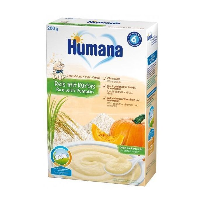 Каша Humana безмолочна рисова з гарбузом (з 6 місяців) 200 г купити