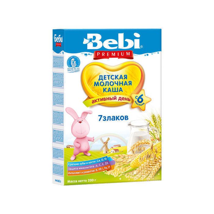 Каша Kolinska Bebi Premium молочна 7 злаків 200 г в інтернет-аптеці