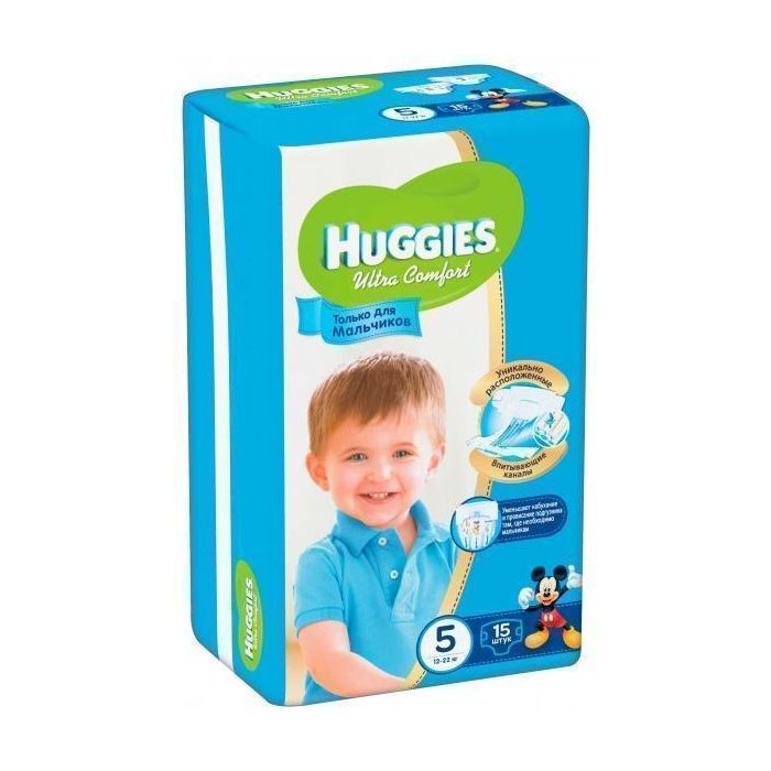 Подгузники  Huggies Ultra Comfort р.5 (12-22 кг) для мальчиков 15 шт заказать