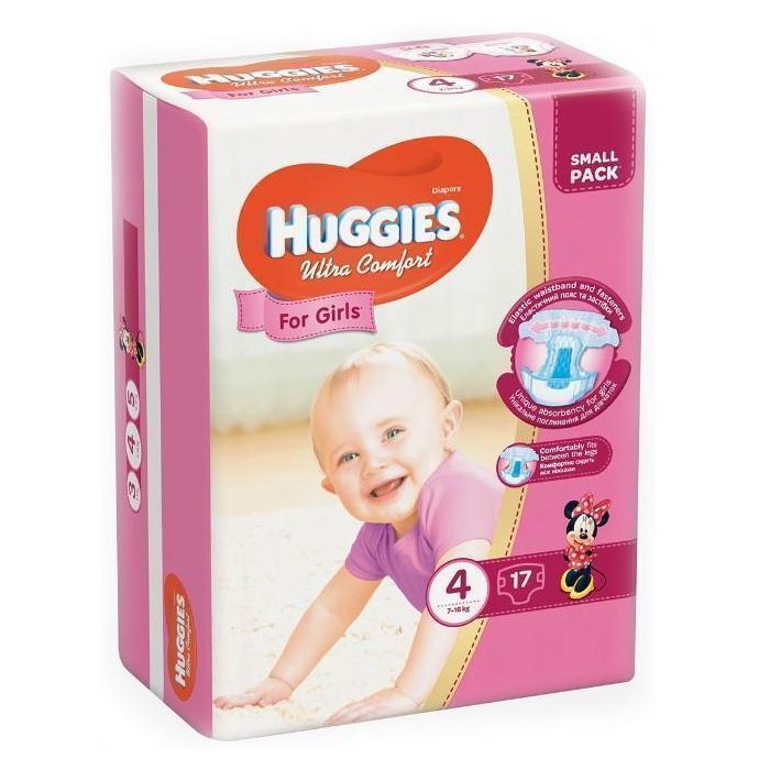 Підгузки Huggies Ultra Comfort р.4 (7-16 кг) для дівчаток 17 шт замовити