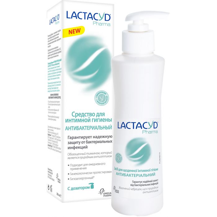 Засіб для інтимної гігієни Лактацид (Lactacyd) Антибактеріальний з дозатором 250 мл в аптеці