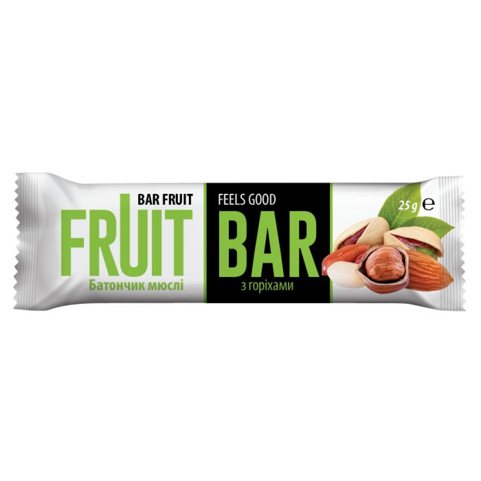 Батончик-Мюслі Fruit Bar в глазурі з горіхами 25 г в інтернет-аптеці