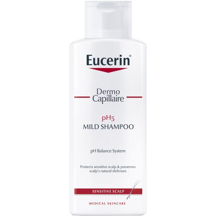 Шампунь Eucerin DermoCapillaire рН5 м'який для чутливої шкіри голови, 250 мл - фото №1 Шампунь Eucerin DermoCapillaire рН5 м'який для чутливої шкіри голови, 250 мл ціна