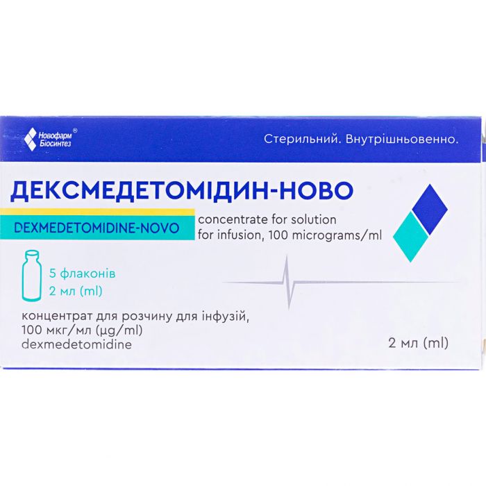 Дексмедетомідин-Ново концентрат для розчину для інфузій 100 мкг/мл по 2 мл флакон №5 ціна