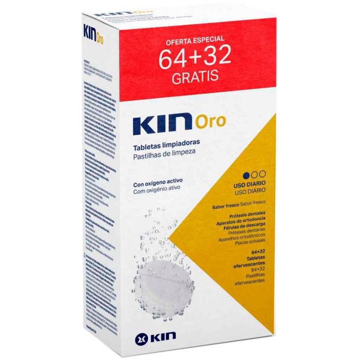 Таблетки Кін (Kin) Oro для очищення зубних протезів 64+32 шт. недорого