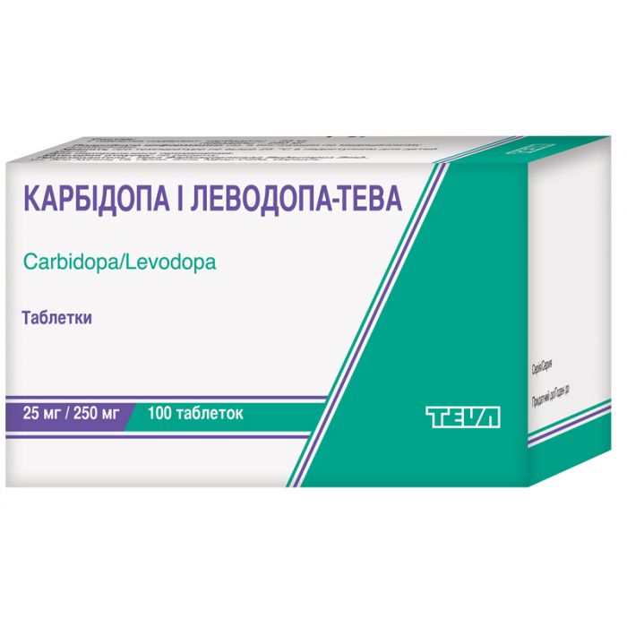 Карбідопа и Леводопа-Тева 25 мг/250 мг таблетки №100 замовити