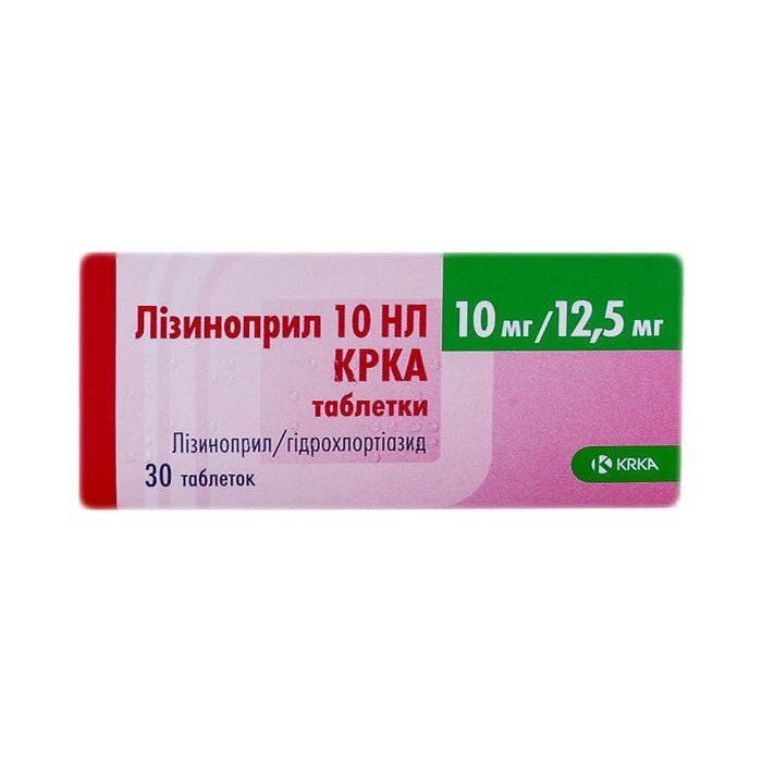 Лізиноприл HL 10 мг + 12,5 мг таблетки №30 в інтернет-аптеці