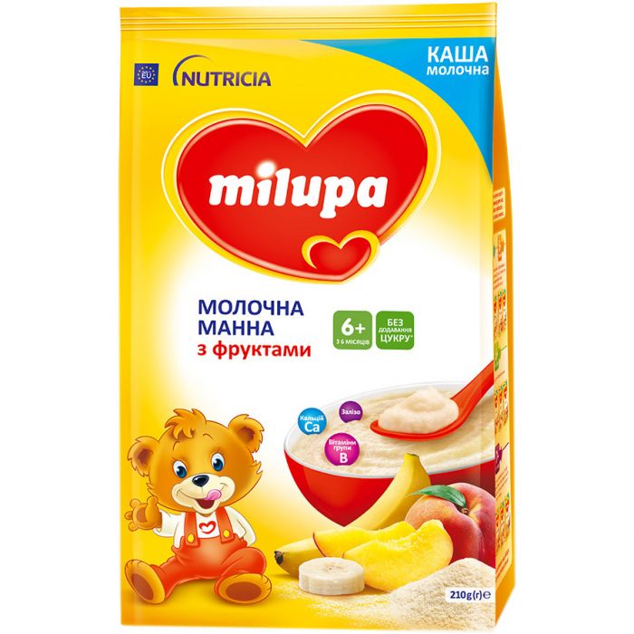 Каша Milupa молочна манна з фруктами, з 6 місяців, 210 г в аптеці