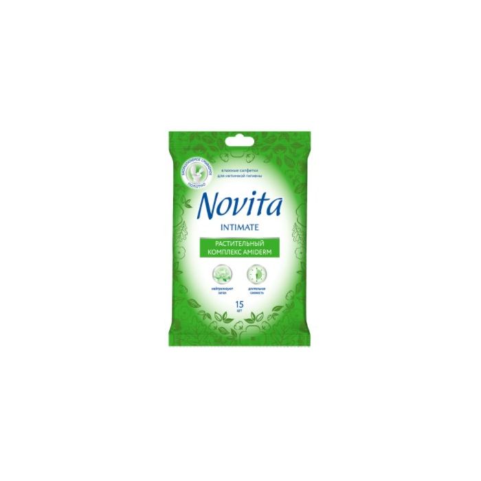 Серветки вологі Novita (Новіта) для інтимної гігієни з рослинним комплексом 15 шт. замовити