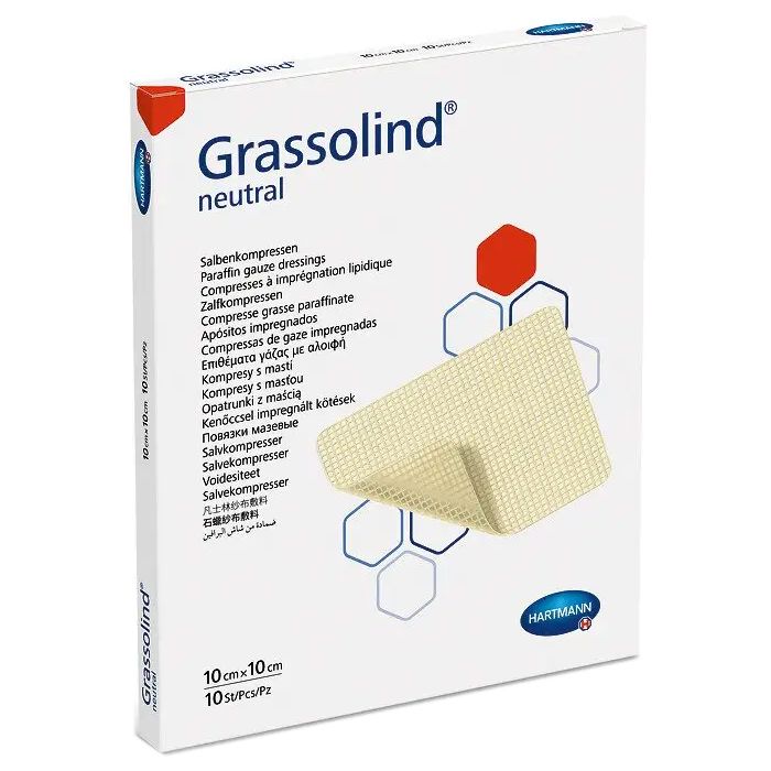 Пов'язка мазева Grassolind neutral для ран на вазеліновій основі 10х10 см стерильна, 10 шт. замовити