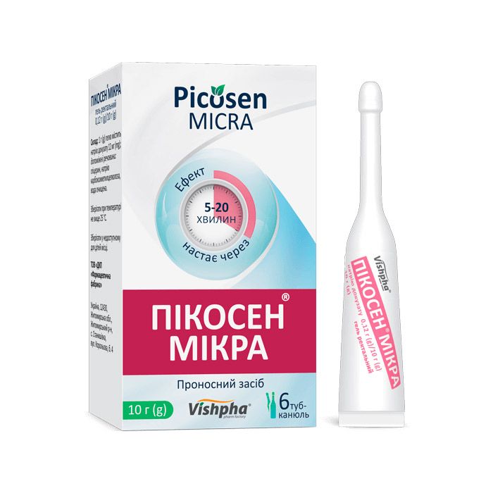 Пікосен Мікра гель ректал. 0,12 г/10 г мікроклізму туба-канюля 10 г №6 купити