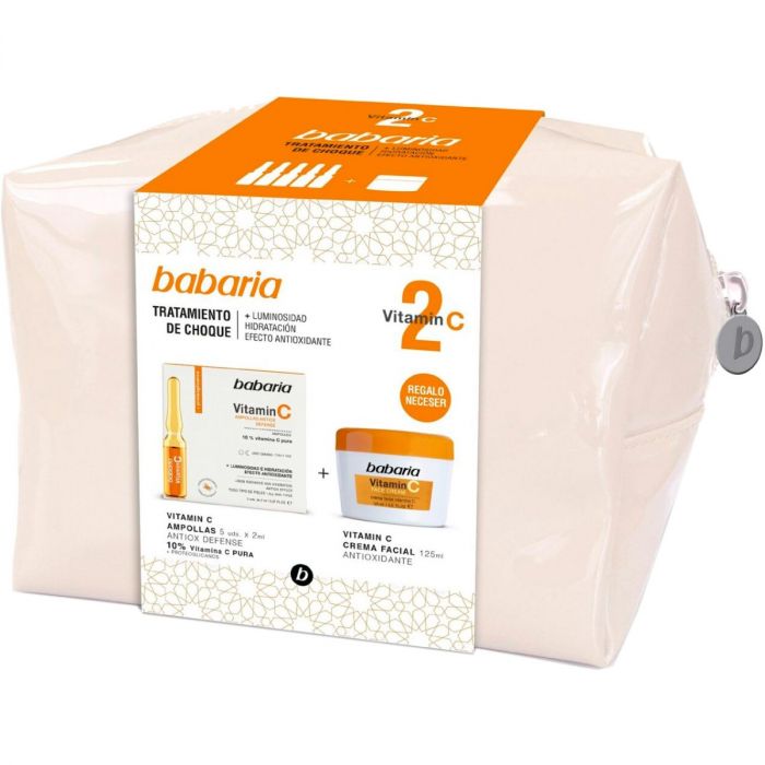 Набір Babaria (Бабарія) Відновлення і сяйво з вітаміном С (Крем для обличчя + Ампули для обличчя + Косметичка) ціна