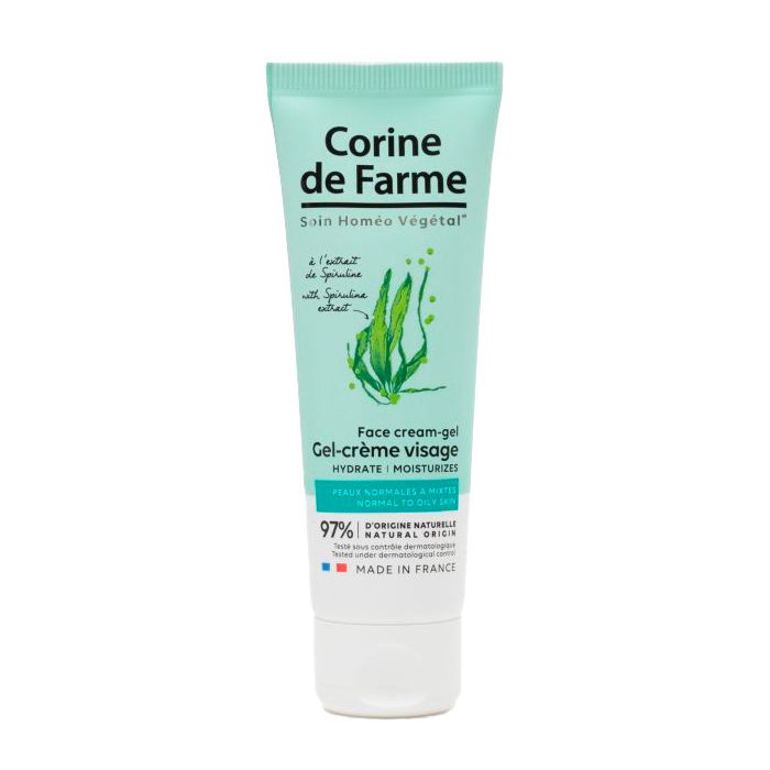Гель-крем Corine de Farme (Корін де Фарм) з екстрактом спіруліни для нормальної та жирної шкіри обличчя, 50 мл ADD