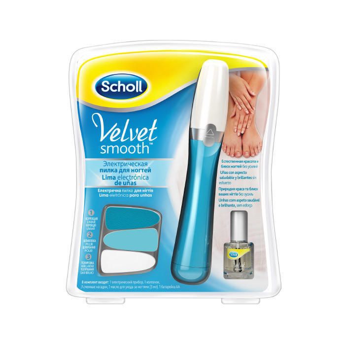 Набір Scholl Velvet Smooth Пилка для нігтів електрична + змінні насадки + олія ціна